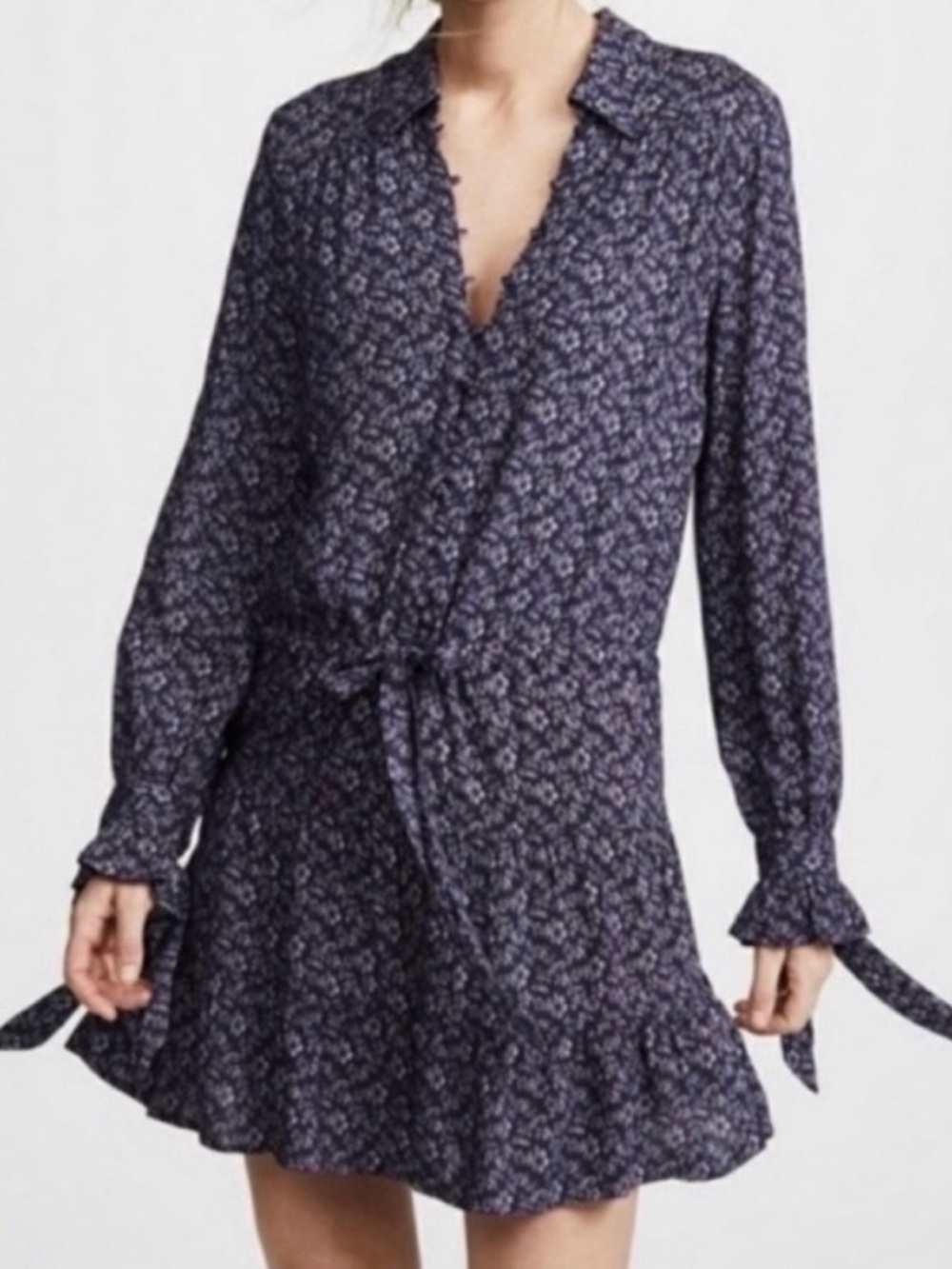 PAIGE Black Denisa Black Flounce Dress Size L